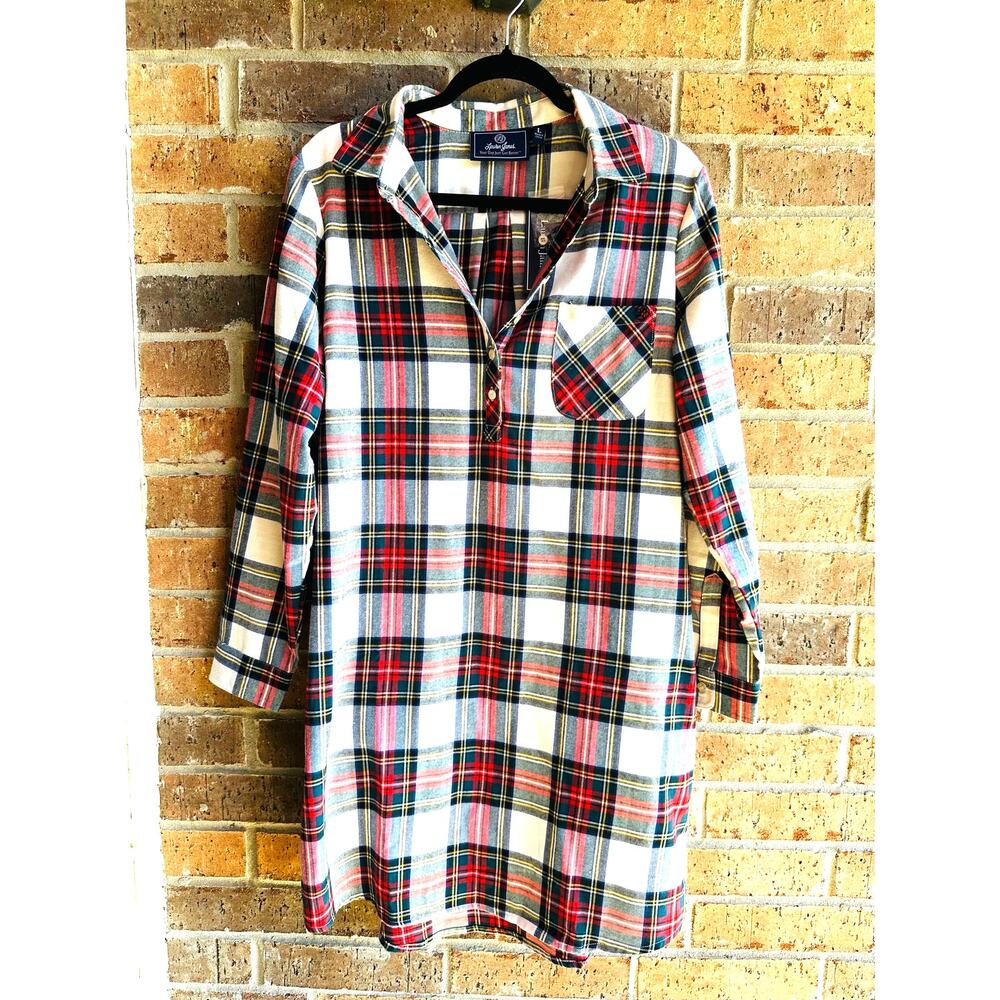 Lauren James Plaid Red and White Button Down Long Sleeve Shirt
